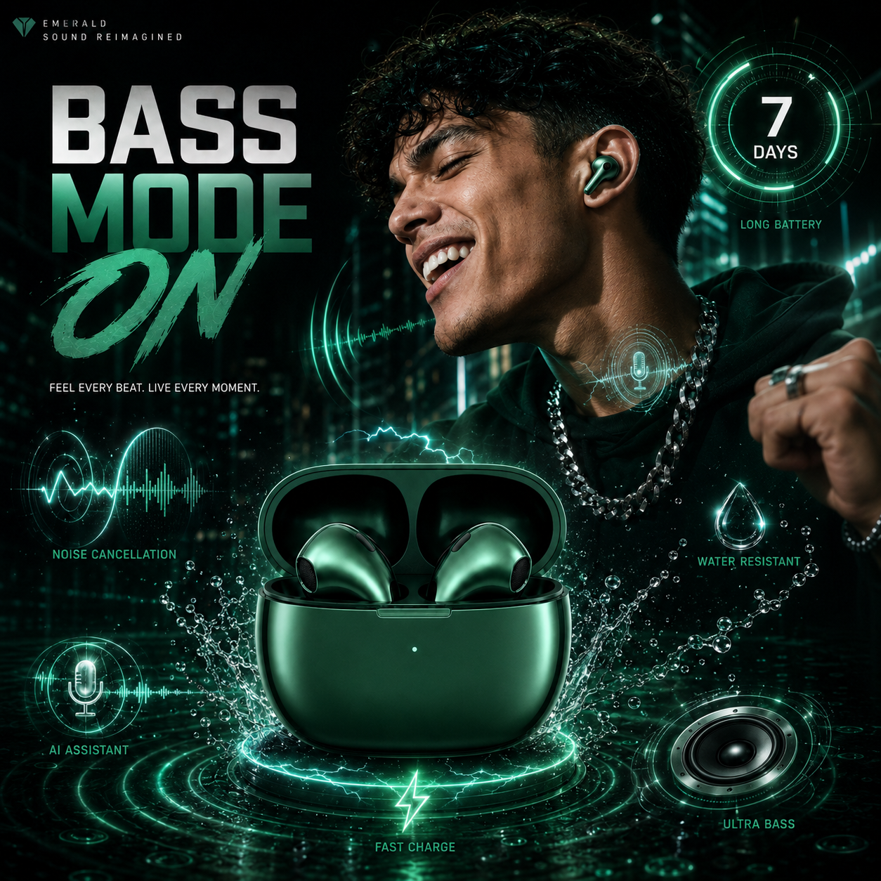 Green earbuds promotion